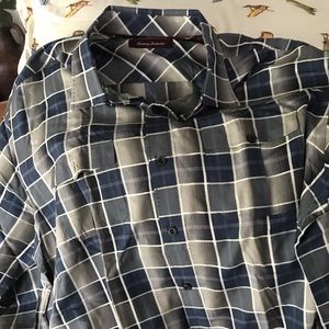 Tommy Bahama, Blue (Plaid), Long Sleeve, X-Large